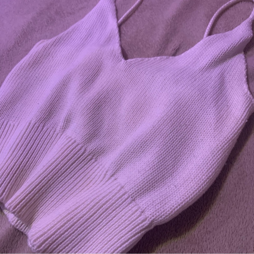 Knit White Crop Cami